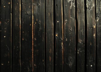 Dark wooden wall with small, irregular holes letting in faint light
