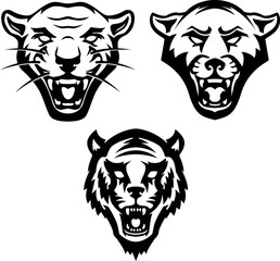 puma head sign. Design element for sport team logo, emblem, badge, mascot. Vector illustration
