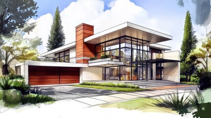 Fototapeta premium Detailed representation of a modern residential architecture concept.