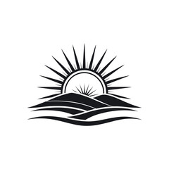 sunrise silhouette vector logo design
