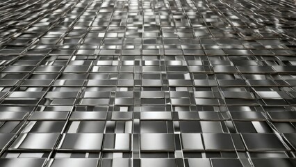 Fototapeta premium Steel Grid Pattern Background with Polished Stainless Steel for Industrial and Geometric Design