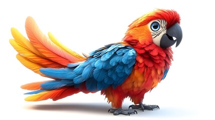 Fototapeta premium Colorful Tropical Macaw Parrot with Vibrant Feathers Perched on Branch