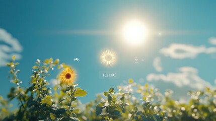  Summer Meadow with Sunflower and Blue Sky