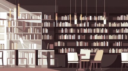 A Well-Lit and Spacious Modern Library, Perfect for Study and Relaxation
