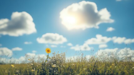 Sunflower in Summer Meadow Reaching for the Sun