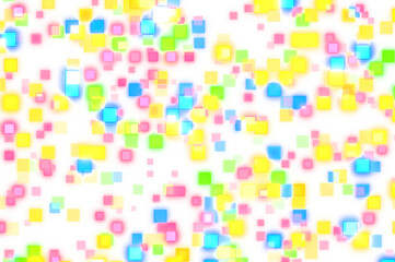 Abstract square mosaic patterns retro 70s, 80s, 90s shiny disco colorful lights glow neon background.