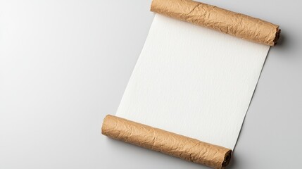 Blank Parchment Scroll on Gray Background