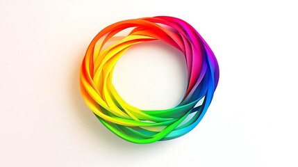 Visual depiction of a Lorenz attractor in vivid rainbow colors isolated on white