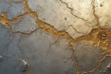 Shimmering Metallic Textures Colliding with Matte Stone Surface