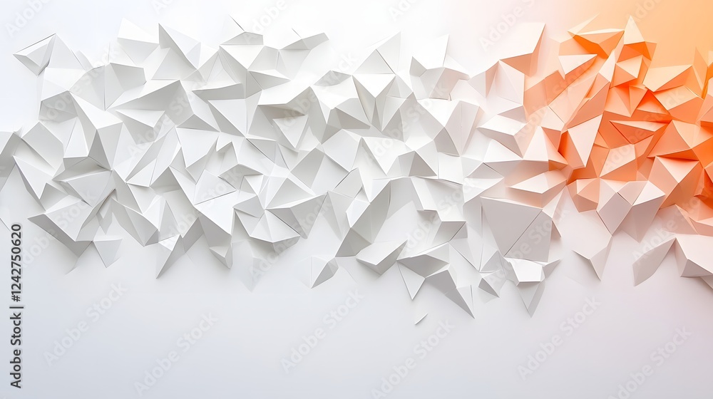 Poster minimalist geometric abstract background with white paper shape and origami design pattern