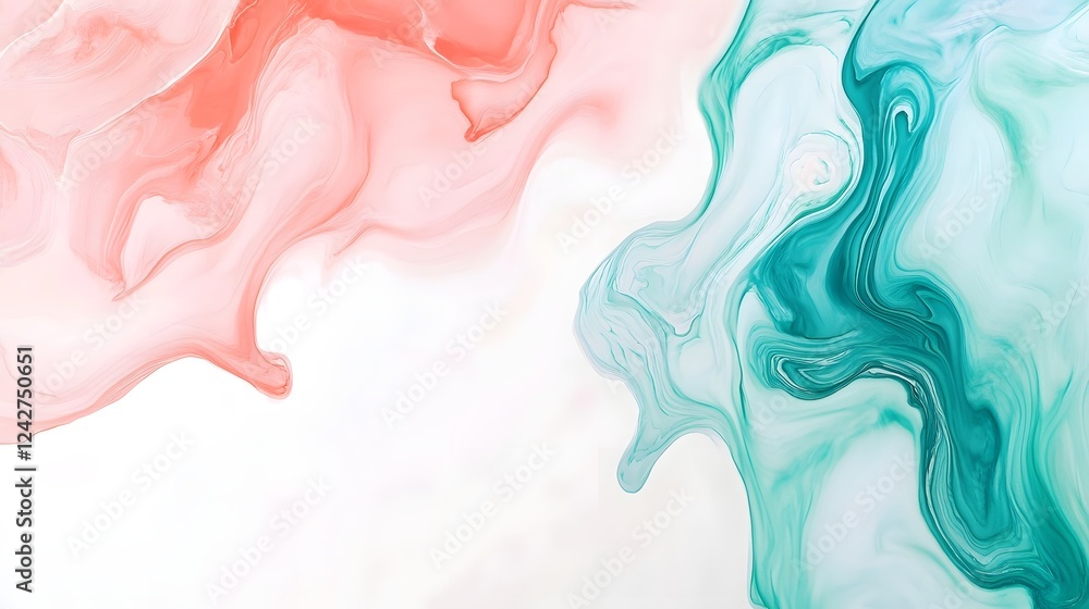 Poster mesmerizing swirls of pastel pink and turquoise digital marble texture abstract background