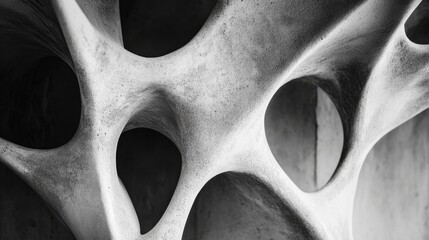 Close-up of abstract bone structure with intricate details, featuring digital molecular patterns and futuristic design elements in a scientific and medical concept


