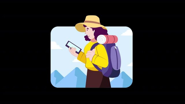 Make your travel content stand out with this flat style animation scene, featuring colorful and dynamic travel elements.