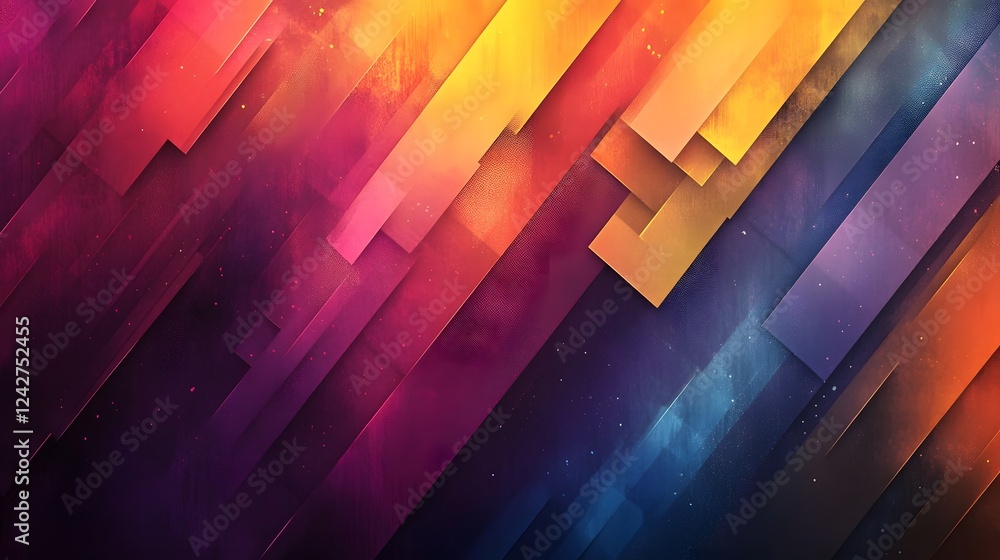 Poster Striking Prismatic Layers of Vibrant Geometric Patterns in Kaleidoscopic Composition