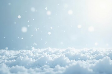 Obraz premium Delicate Snowflake Fragments Falling on White Background, Sparkling, Winter