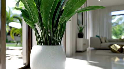Fototapeta premium A lush indoor plant in a modern space, enhancing the interior ambiance.