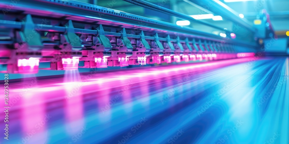 Poster high-tech digital printing machine with colorful ink flowing