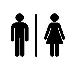 Man and woman silhouette icons for toilets. Bathroom glyph icon for restroom sign. vector illustration.