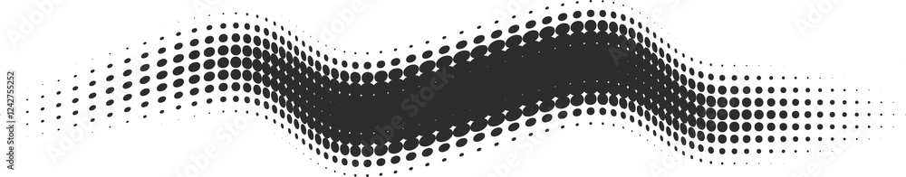 Poster dotted shape. abstract gradient wavy element. halftone geometric line with gradation texture. curved