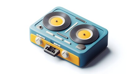 Fototapeta premium Vintage Retro Cassette Tape Player Recorder with Analog Sound and Old Fashioned Design