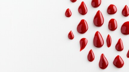 Red Liquid Drops On White Textured Background