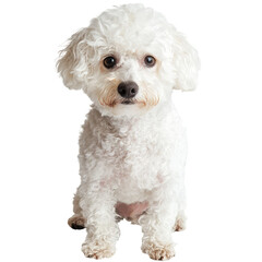 Adorable White Dog Sitting on a Studio Background, Perfect for Pet Lovers and Animal Photography Needs