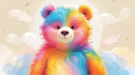 Fototapeta premium Whimsical Bear in the Cloud