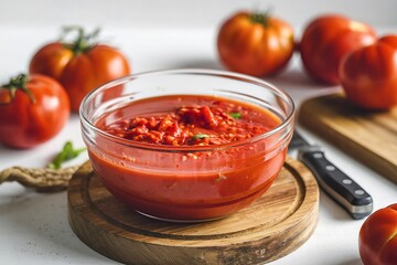 homemade freshly squeezed tomato juice with pulp