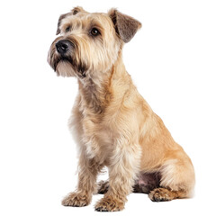 Adorable Wheaten Terrier Dog Sitting Gracefully in Bright Studio Setting with Soft transparent background
