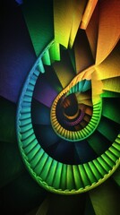 Fototapeta premium A Colorful Spiral Staircase Design: A Masterpiece of Architectural Art