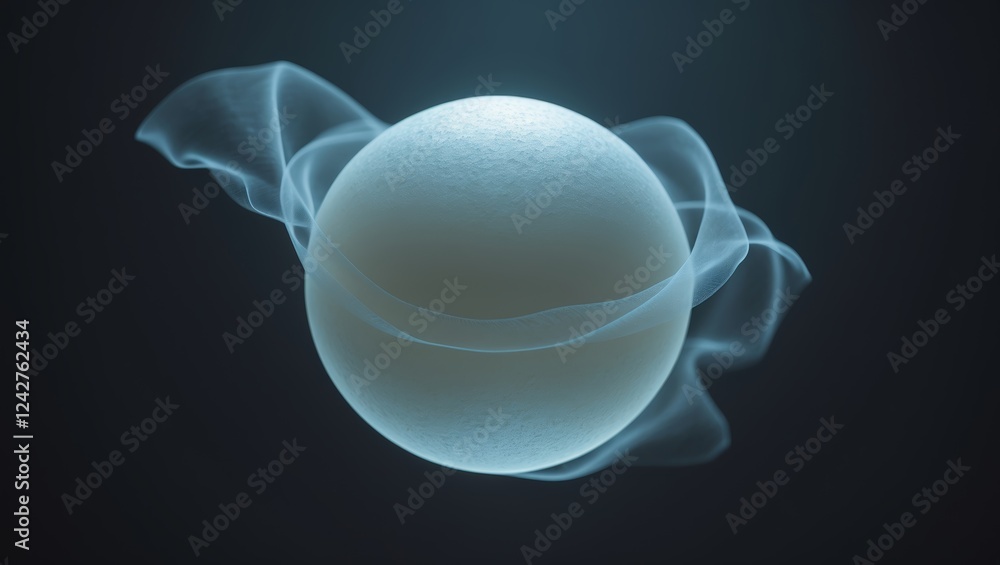 Poster floating glowing orb surrounded by ethereal wisps on a dark backdrop at a tranquil setting