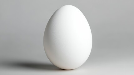 Single White Egg on Light Background with Soft Shadows and Texture
