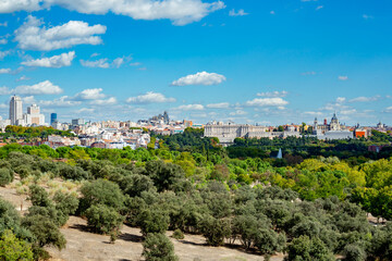 Madrid view from La Casa de Campo Park, Spain