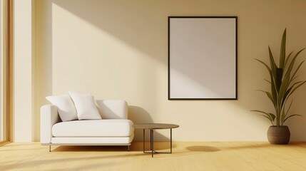 Modern Minimalist Living Room with Light Colors and Natural Light