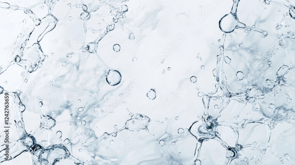 Aufkleber a close-up of water molecules, each connected by clear bubbles to form an abstract geometric pattern