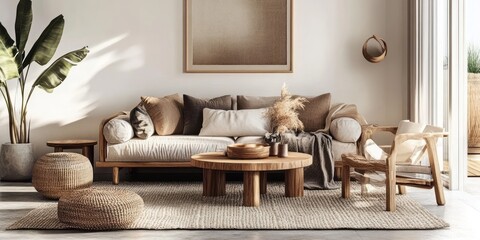 Serene Minimalist Living Room Wooden Decor Design