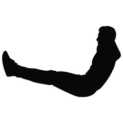 Man doing semi supine laying down or constructive rest position exercise. Flat vector illustration isolated on white background