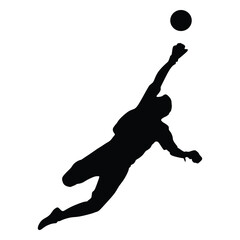 Soccer goalkeeper silhouette vector. Handball goalkeeper silhouette black. Football Goalkeeper icon and net isolated on white background. Defender sportsman position. Save penalty.