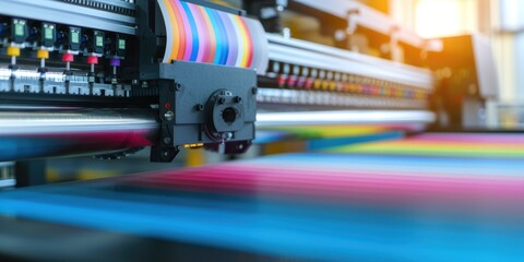 Naklejka premium High-Resolution Digital Printing Process with Vibrant Colors Displayed