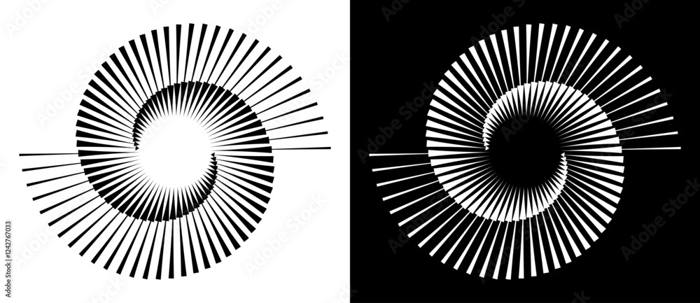 Fototapete spiral with lines as dynamic abstract vector background or logo or icon. black spiral on white backg