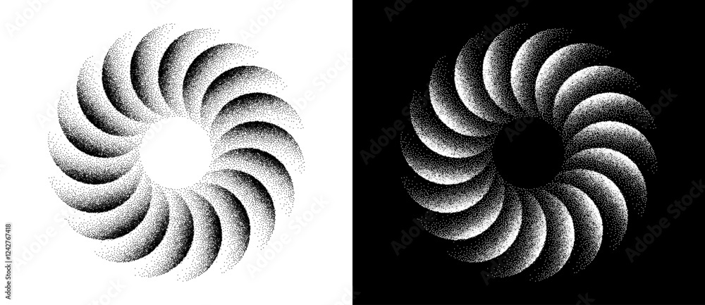 Poster modern abstract background. halftone dots in circle form. spiral logo. vector dotted frame. design e