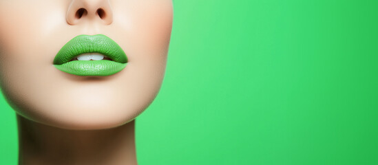 beautiful woman Portrat green lips