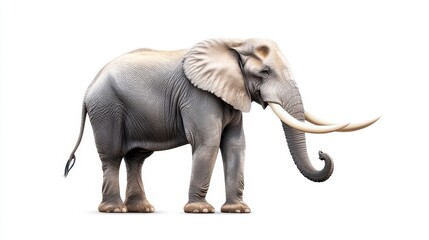Obraz premium Majestic African Elephant Standing on a White Background