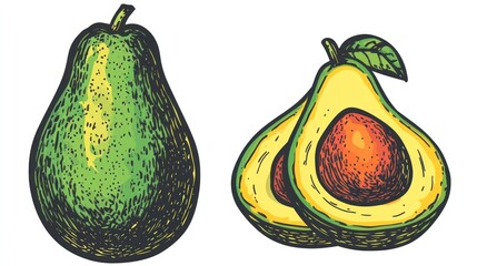 Ripe avocados, sliced, displayed on a plain background. Could be food blog header