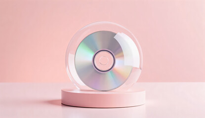 CD Disk Encased in a Glass Globe: Symbolizing Technology and Innovation
