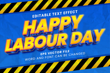 Happy international labour day 3d editable vector text effect. 1st of may labour day text style