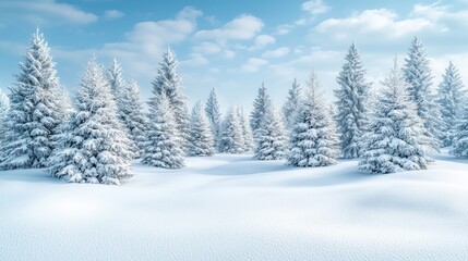 Obraz premium Winter Wonderland: Enchanting Snow Covered Forest Landscape