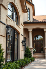 Naklejka premium Luxury Home Exterior: Elegant Architecture and Landscaping Design