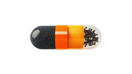 A vibrant capsule split open, revealing its contents for scientific exploration.