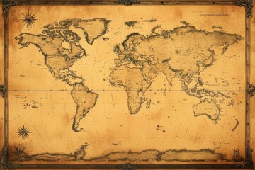 Fototapeta premium Vintage Mercator projection illustration showing the old world.